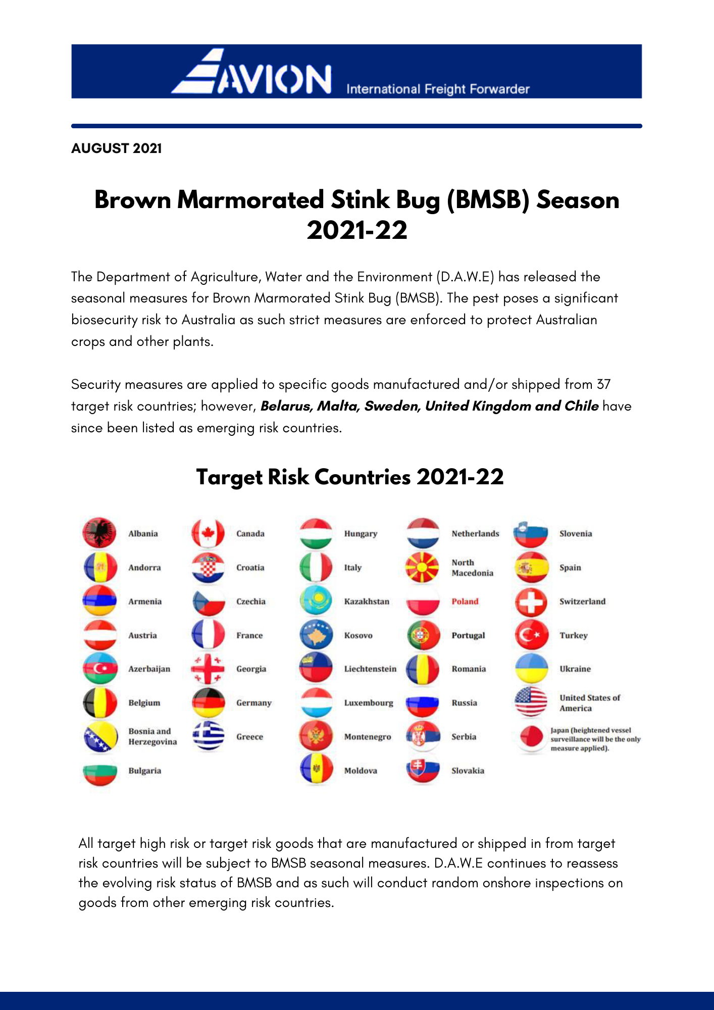 Brown Marmorated Stink Bug (BMSB) Season 2021-22